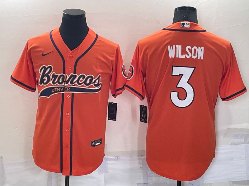 Men Denver Broncos #3 Wilson Orange Nike Co branded Jersey